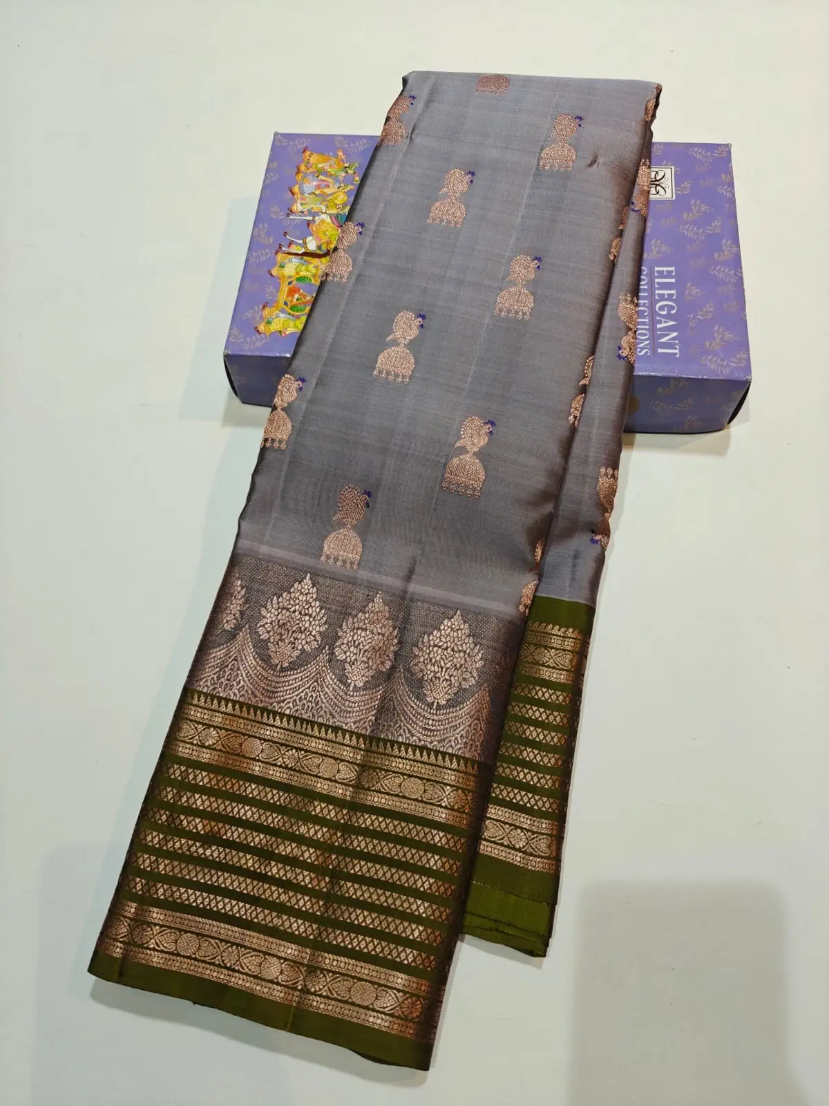 Peacock and Jhumka Kanchi Handloom Soft Silk Saree